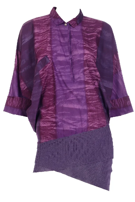 1980s Gianni Versace Purple Abstract Print Asymmetrical Top