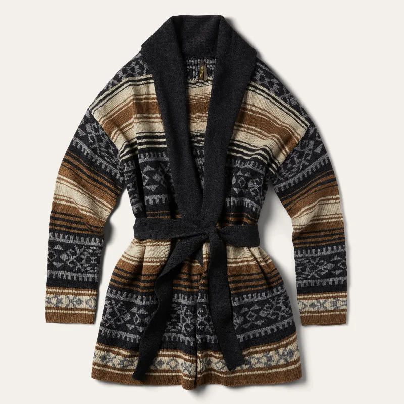 Brown Serape Belted Cardigan