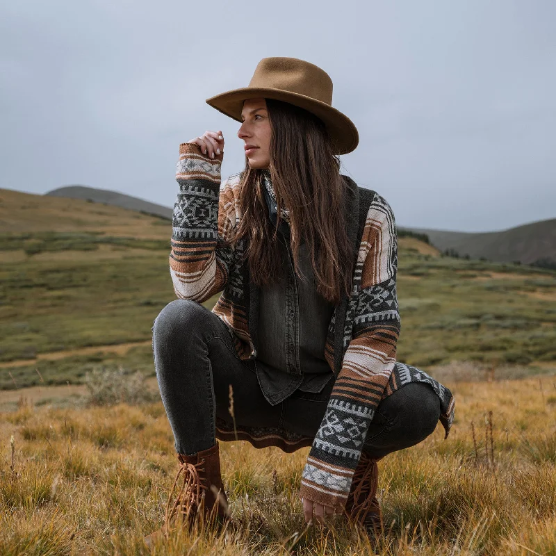 Brown Serape Belted Cardigan