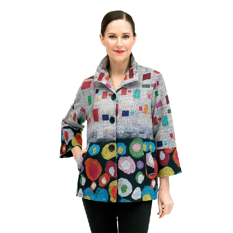 Damee Mixed-Print Sweater Knit Jacket in Multi - 4861