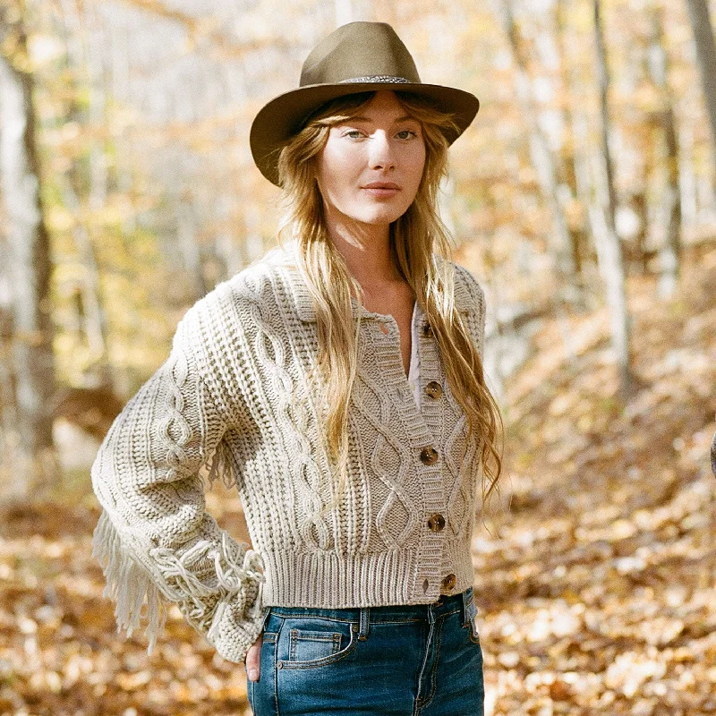 Cream Fringed Cardigan