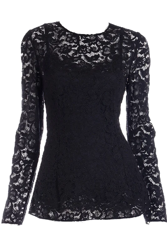 2000s Dolce & Gabbana Black Lace Long Sleeve Top