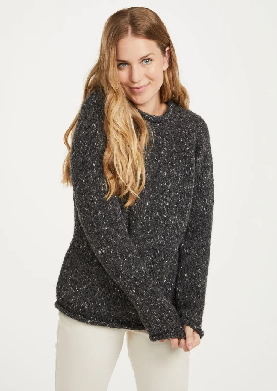 Ladies Donegal Roll Neck Sweater | Charcoal