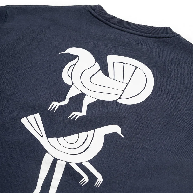 Parra Fancy Pigeon Crewneck Sweatshirt - Midnight Blue