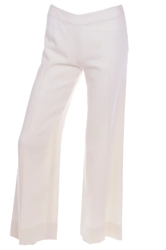 2000s Valentino Cream Wool Mid Rise Pants