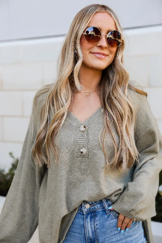 FINAL SALE - Warm Vibes Sage Oversized Sweater