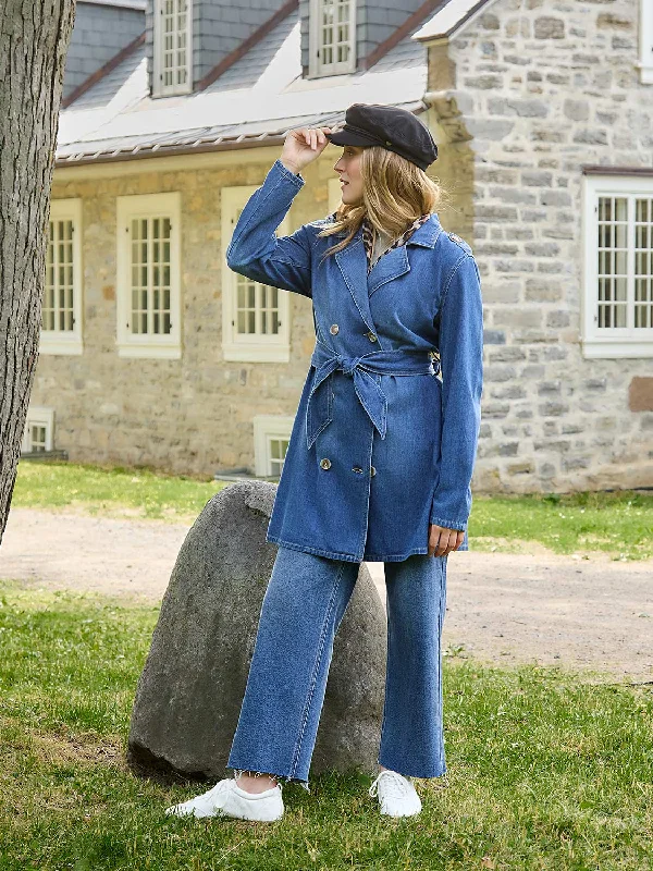 Double-Breasted Denim Trench Coat