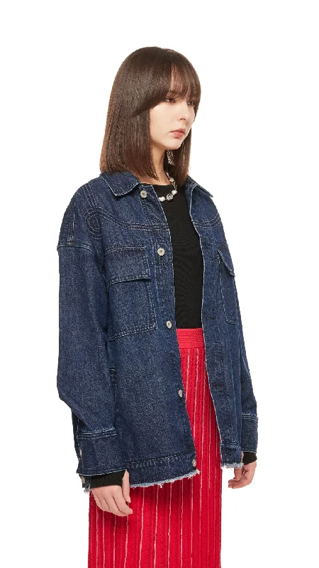 Corded Braiding Oversized Denim Jacket