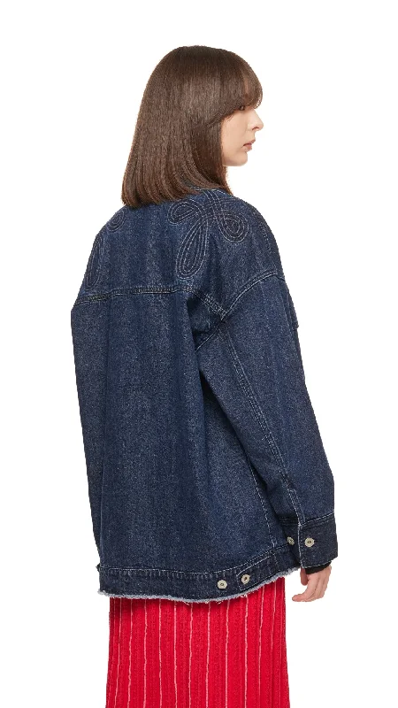 Corded Braiding Oversized Denim Jacket