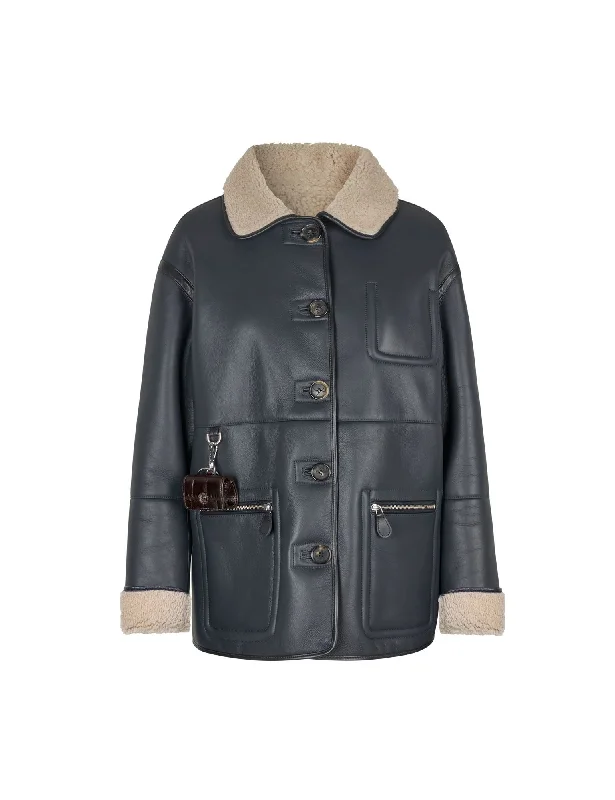 Ada Jacket — Navy / Beige