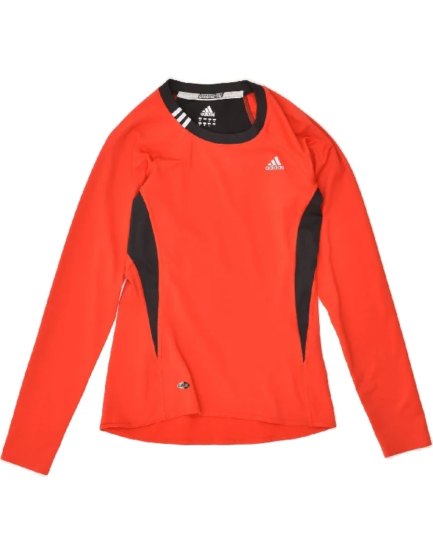 ADIDAS Womens Climacool Top Long Sleeve UK 12 Medium  Red Colourblock