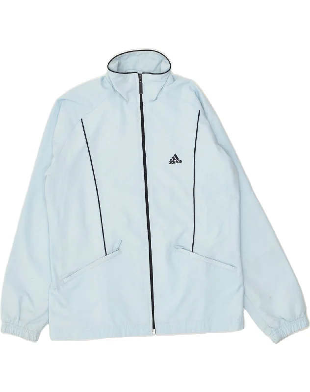 ADIDAS Womens Tracksuit Top Jacket UK 10 Small Blue Polyester