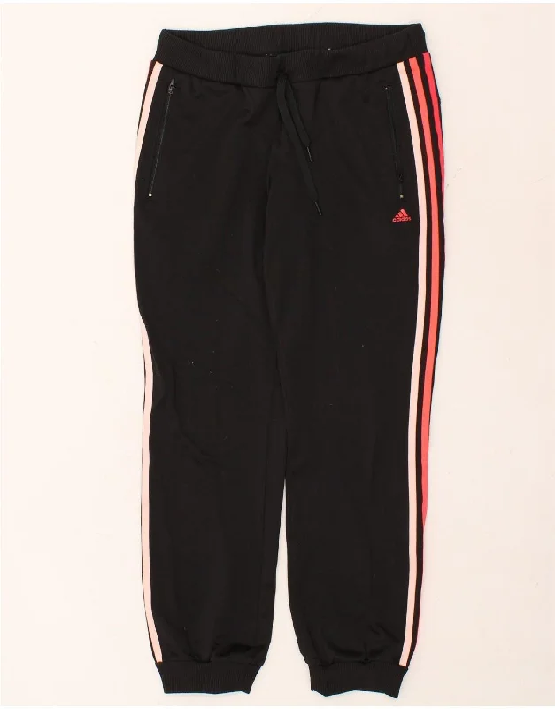 ADIDAS Womens Tracksuit Trousers Joggers UK 12/14 Medium Black Polyester