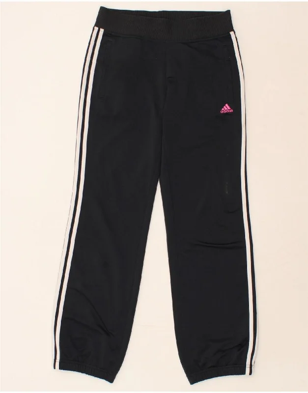 ADIDAS Womens Tracksuit Trousers Joggers UK 12 Medium Black Polyester