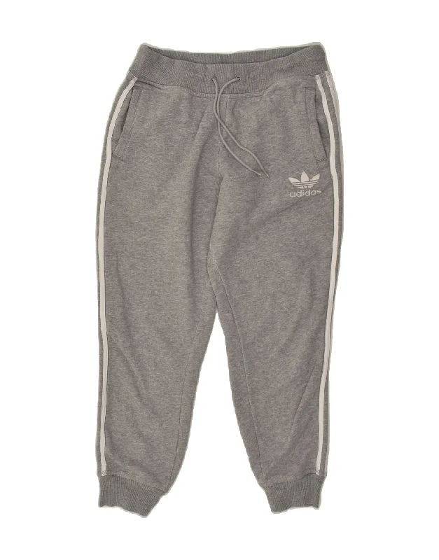 ADIDAS Womens Tracksuit Trousers Joggers UK 14 Large  Grey Cotton