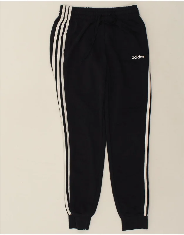 ADIDAS Womens Tracksuit Trousers Joggers UK 8 Small Navy Blue Cotton