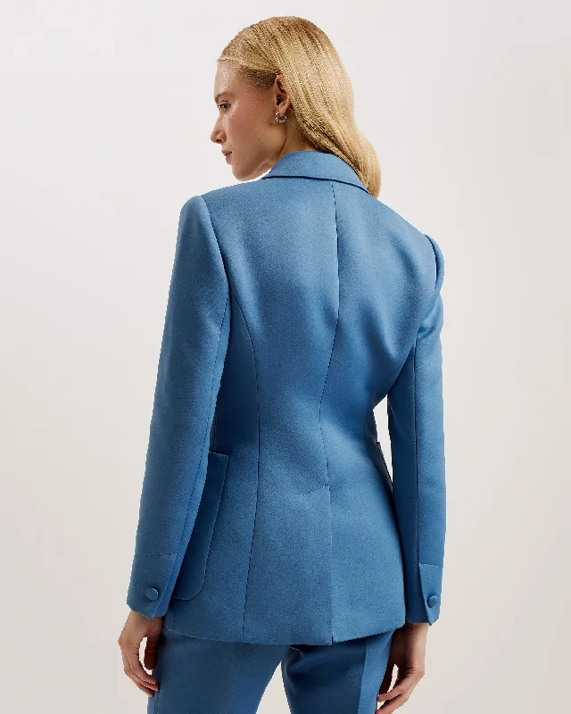 Akenij Single Breasted Tailored Blazer Blue