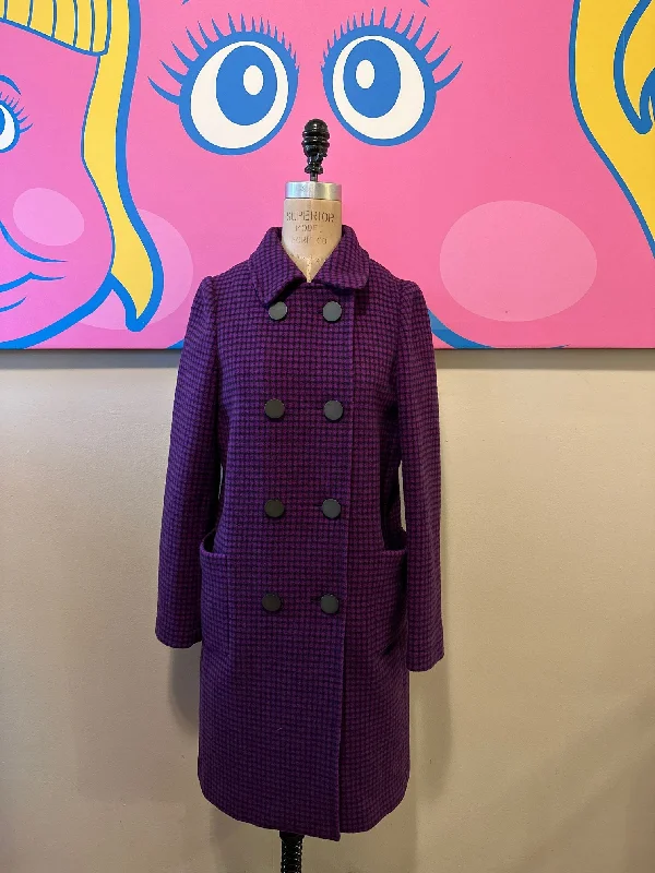 Balenciaga Size 40 Purple & Black Wool  Coat