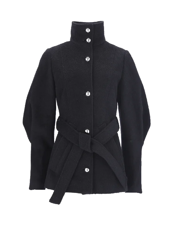 belted wool-blend velour short coat