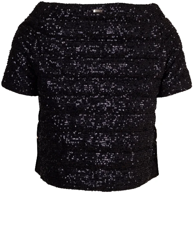 Black Sequin Cap Sleeve Jacket