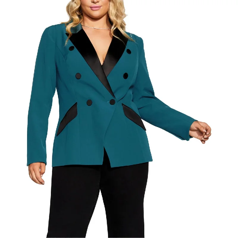 City Chic Womens Plus Tux Suit Separate Double-Breasted Blazer