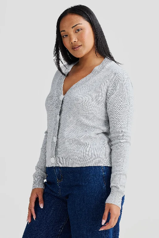 Core Knit Cardigan - Grey Marl