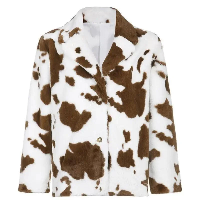 Cow Pattern Rabbit Fur Temperament Commuter Autumn And