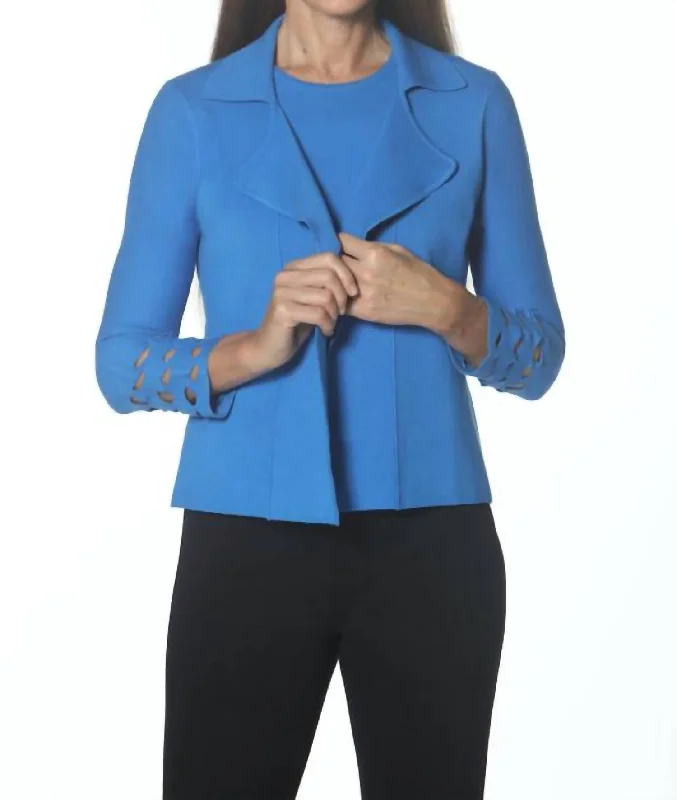 Cutwork Cuff Jacket In Marine Blue