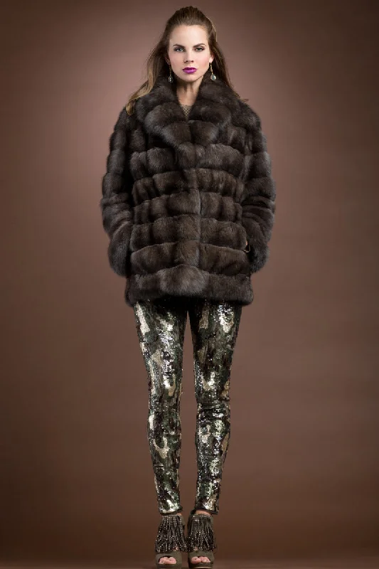 Russian Horizontal Sable Fur Jacket