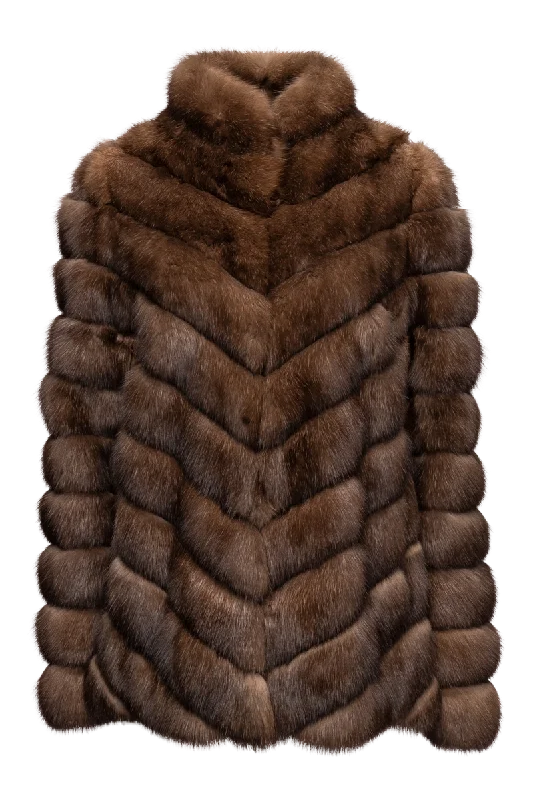 Chevron Natural Russian Sable Fur Jacket