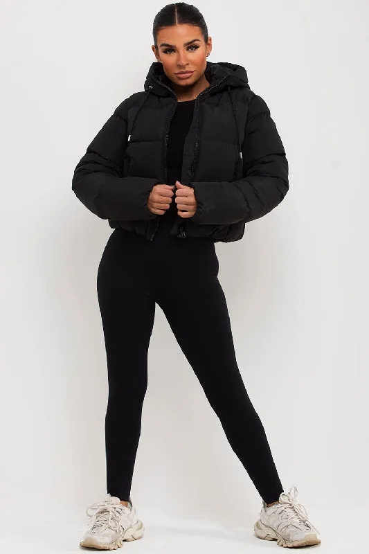 Hooded Puffer Jacket Black