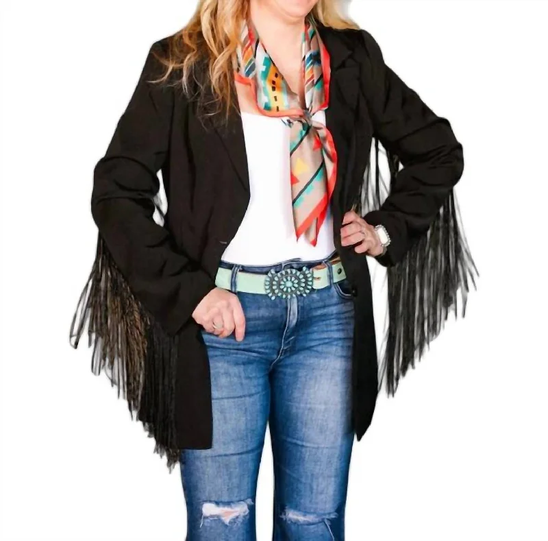 Hurley Fringe Blazer In Black