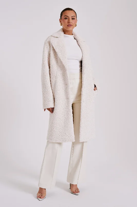 Izzy Boucle Coat - Cream