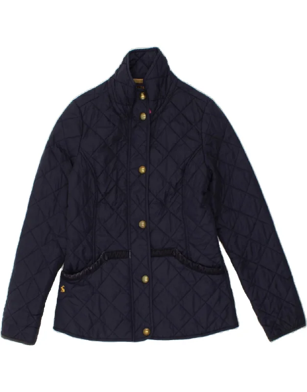 JOULES Womens Quilted Jacket UK 12 Medium Navy Blue Polyamide