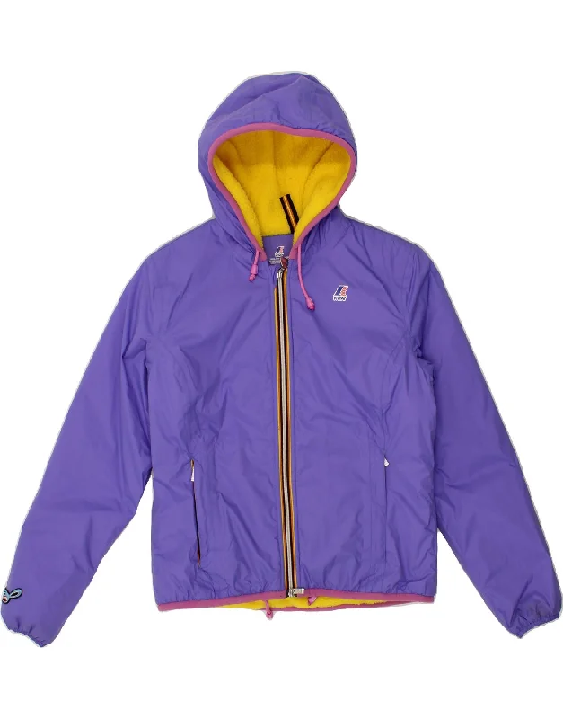 K-WAY Womens Hooded Rain Jacket US 6 Medium Purple Polyamide