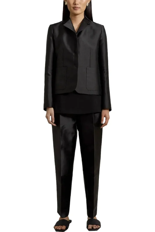 Kiernan Shrunken Satin Blazer In Black