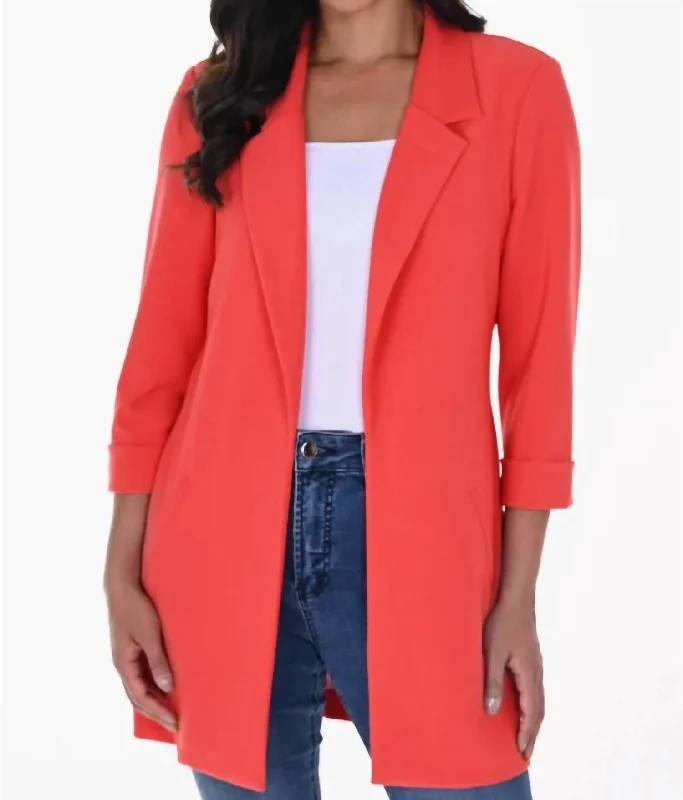 Knit Jacket Blazer In Orange