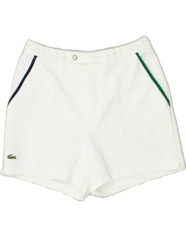 LACOSTE Womens Graphic Sport Shorts IT 46 Large W34 White Polyester