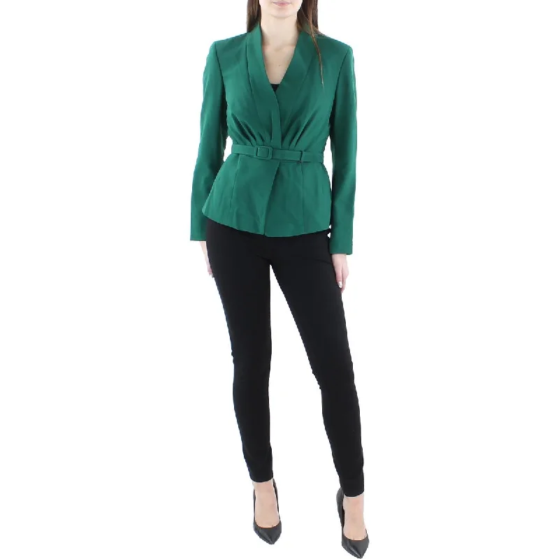 Le Suit Womens Woven Pleated Suit Jacket