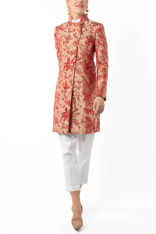 Long blazer from tropical silk-jacquard