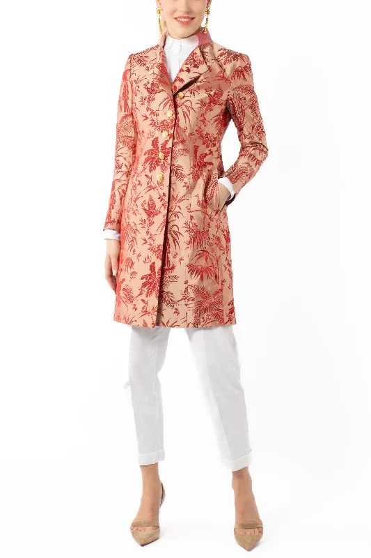 Long blazer from tropical silk-jacquard