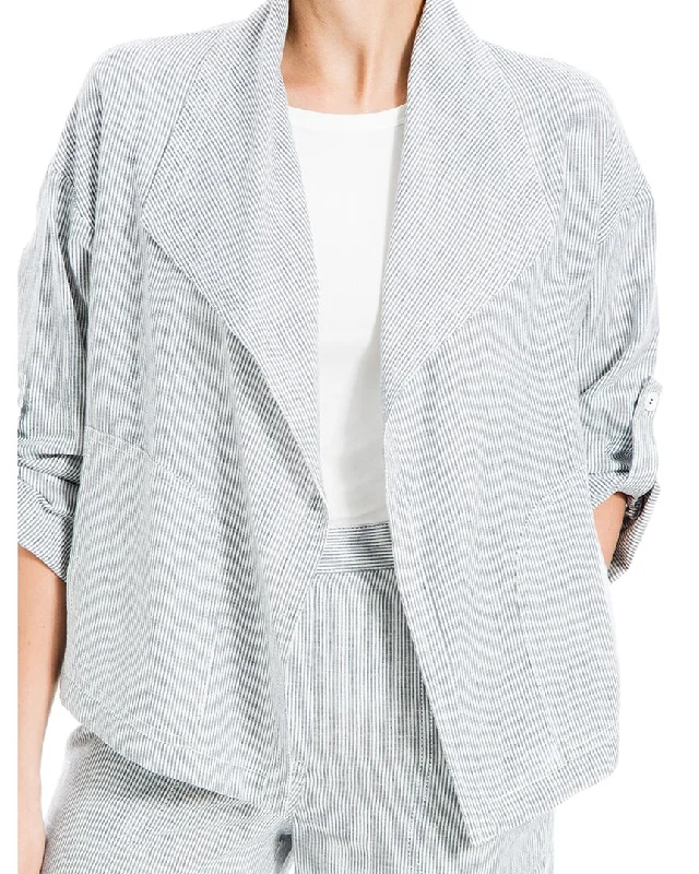 Max Studio Drape Front Linen-Blend Jacket