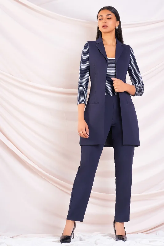 Navy Longline Waistcoat