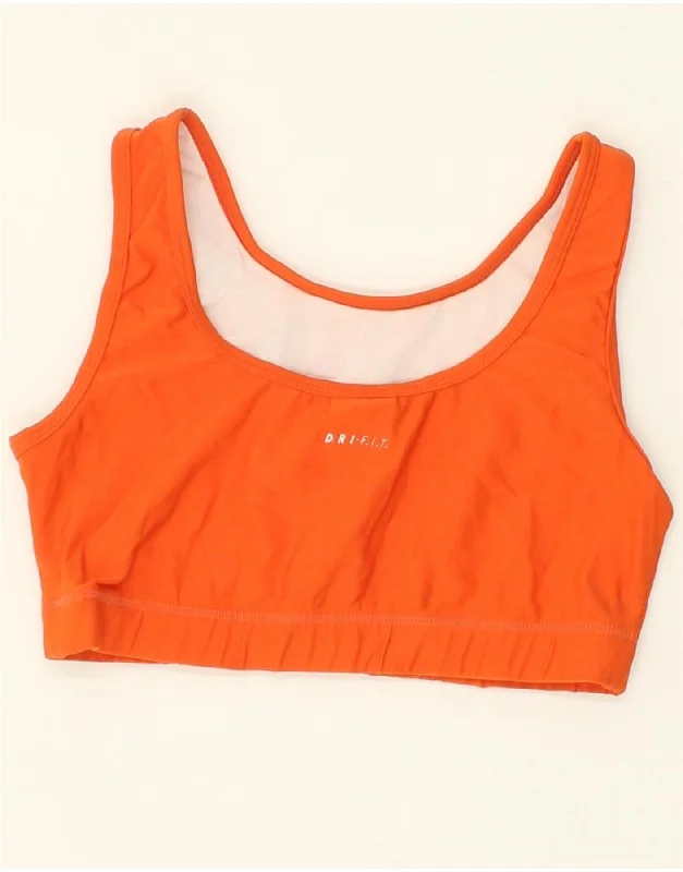 NIKE Womens Graphic Sport Bra Top Us 8/10 Medium Orange Polyester