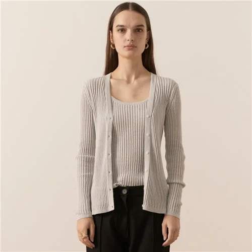 POL Nucleus Pointelle Cardigan -Cloud