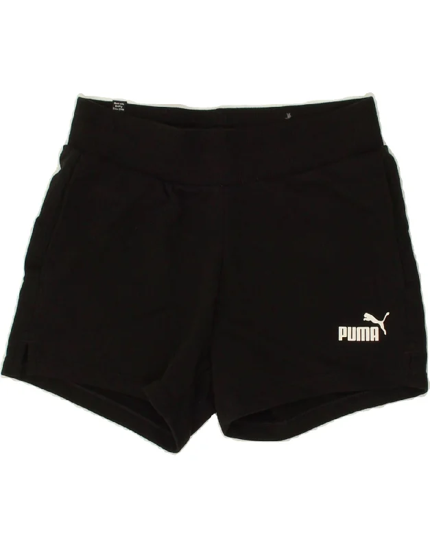 PUMA Womens Graphic Sport Shorts UK 4 XS Black Cotton