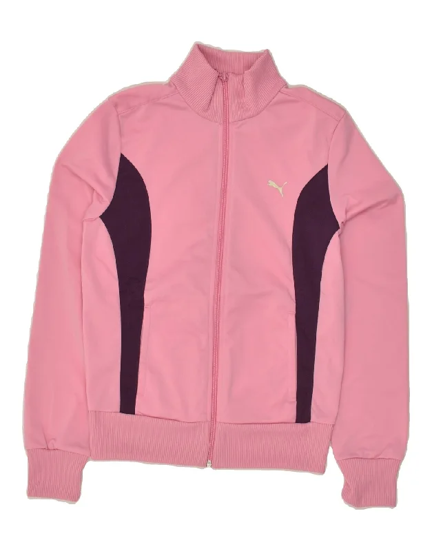 PUMA Womens Graphic Tracksuit Top Jacket UK 10 Small  Pink Colourblock