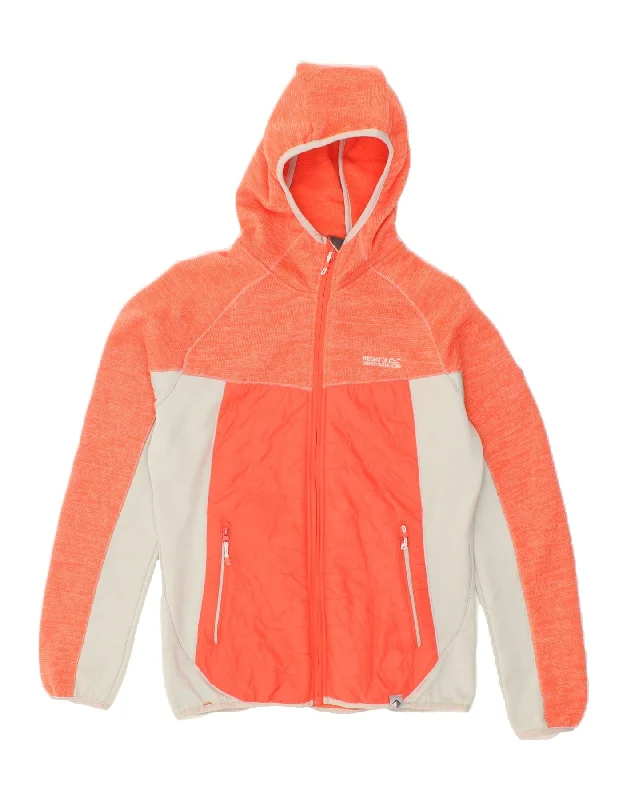 REGATTA Womens Hooded Tracksuit Top Jacket UK 10 Small  Orange Colourblock