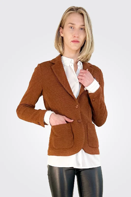 Slim Honey Comb Blazer - Carrot