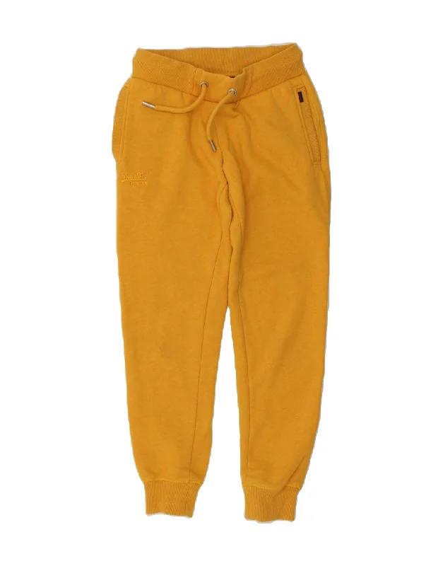 SUPERDRY Womens Tracksuit Trousers Joggers UK 10 Small Yellow Cotton